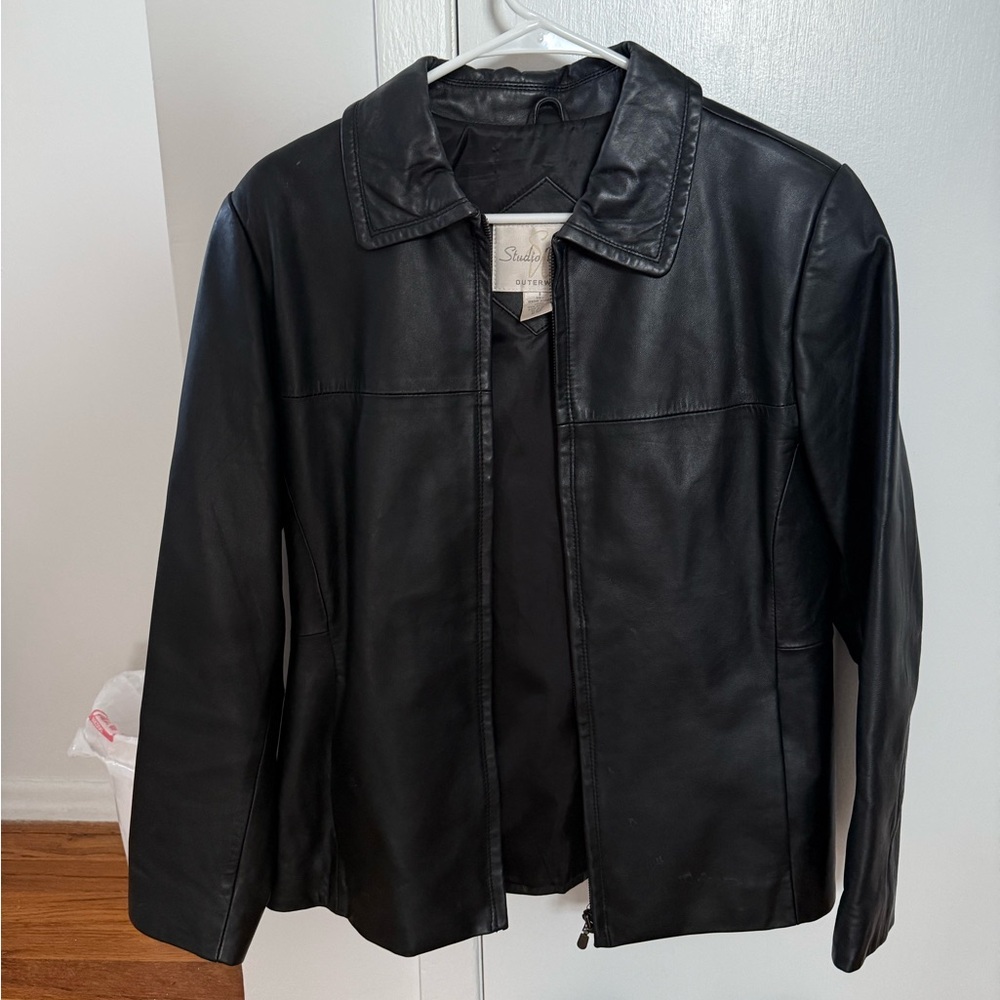 Studio Works Black Leather Outerwear